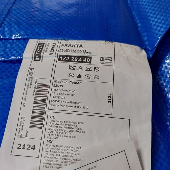 IKEA FRAKTA 5 Large Blue Reusable Shopping Bag Laundry 19 Gal Tote Bag Storage - Picture 3 of 6